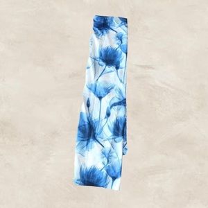Scarf Fabric With Blue and White Floral Pattern